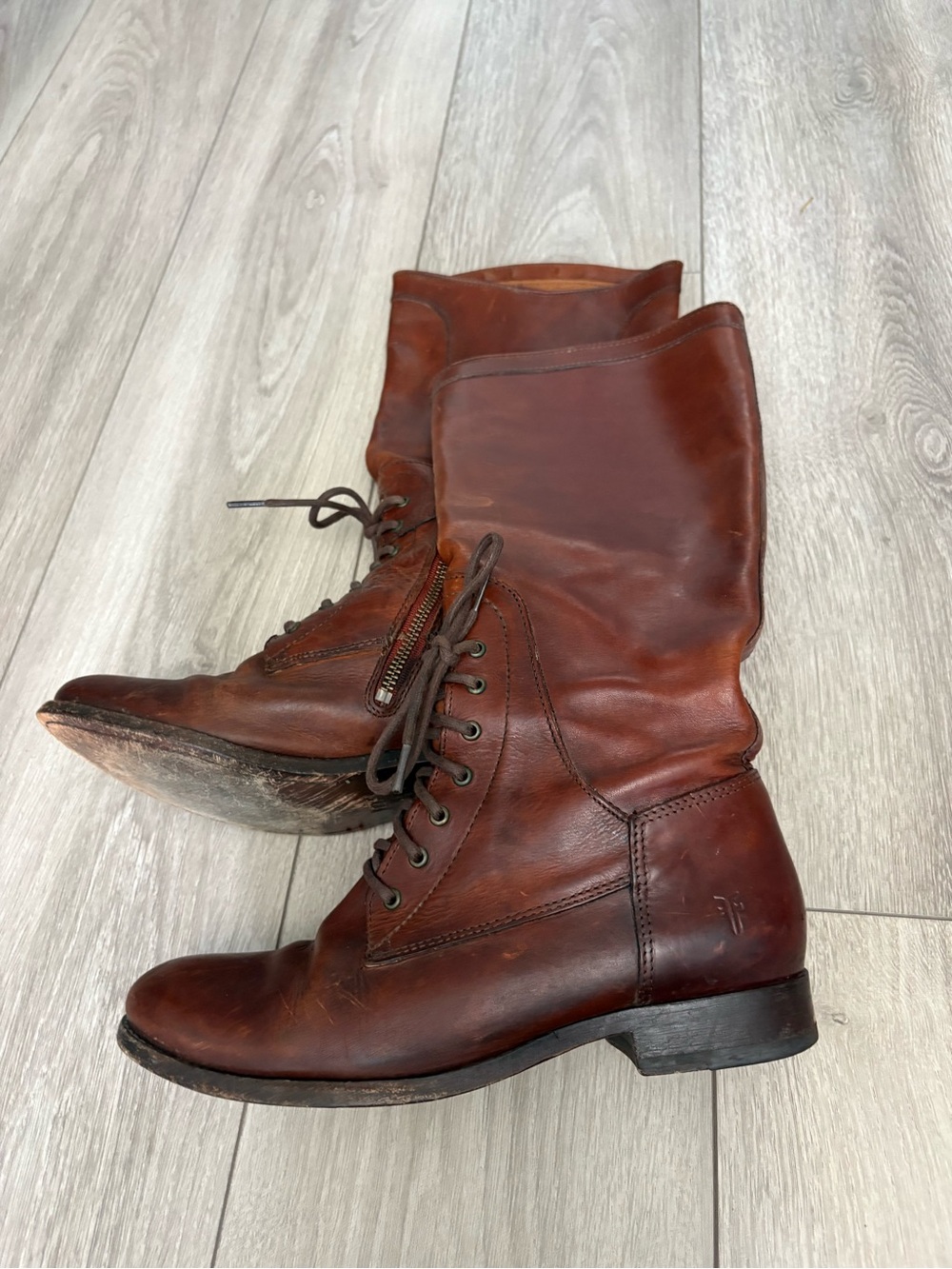 FRYE Melissa Lace Up Tall Riding Boots Redwood Women’s Sz 8 - Picture 12 of 12